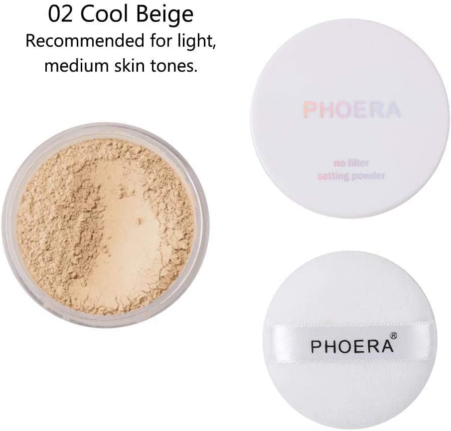 Phoera Foundation Full Coverage Makeup Set - Includes Nude & Buff Beige 30ml Matte Foundation, 6ml Face Primer, Cool Beige Setting Powder & 50ml Setting Spray for Shine-Free Matte Finish