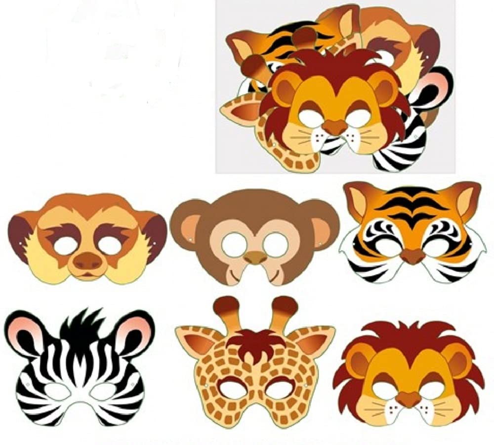 Playwrite 12 x Jungle Animals Card Masks