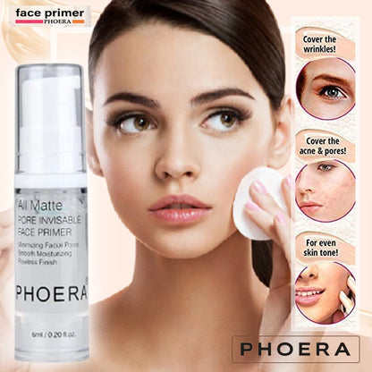 Phoera Foundation Full Coverage Makeup Set - Includes Nude & Buff Beige 30ml Matte Foundation, 6ml Face Primer, Cool Beige Setting Powder & 50ml Setting Spray for Shine-Free Matte Finish